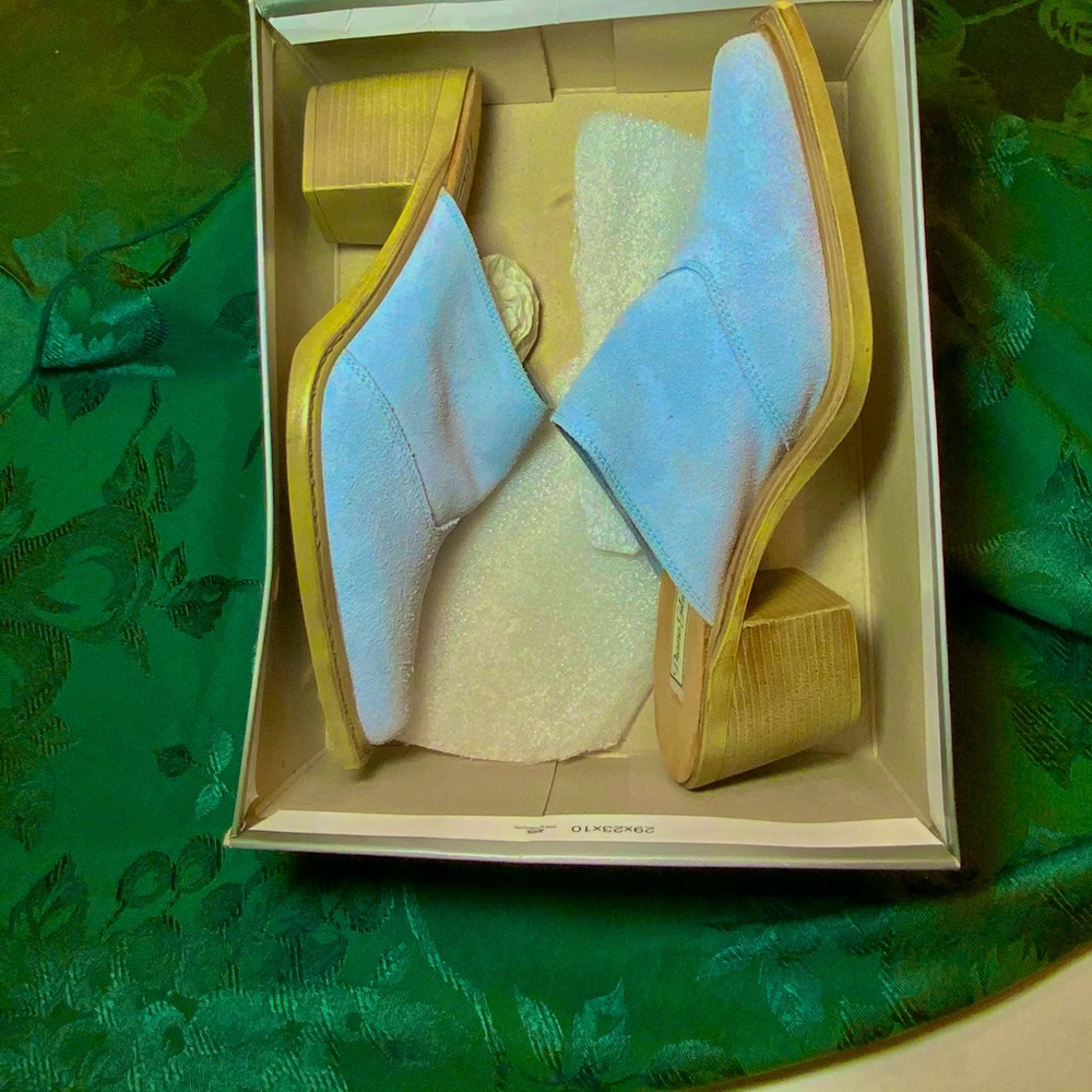 NEVER WORN powder blue cowboy boot mule